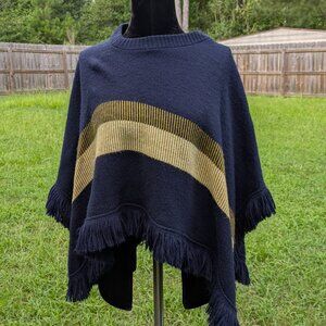 Vintage Bradley Poncho Blue and Gold